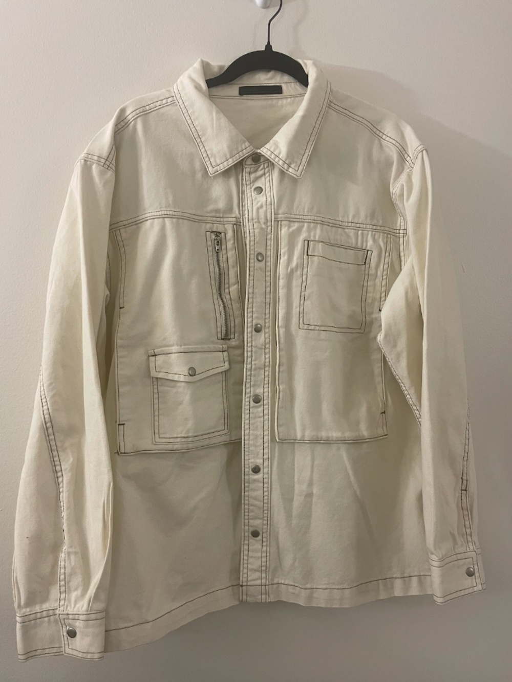 NWOT Oak + Fort Off-White Denim Jacket, Oversized L